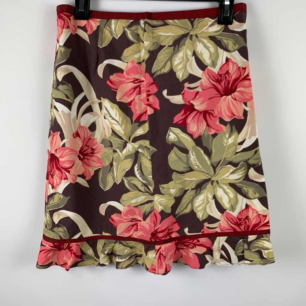 The Limited sz 4 Floral Skirt A Line Brown Pink